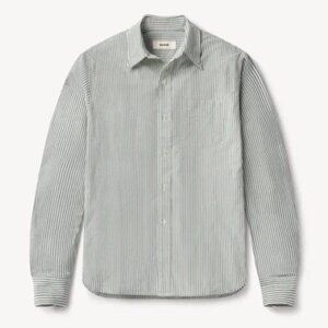 Buck Mason Mainstay Cotton Button-Down Shirt Green Hampton Stripe Size L